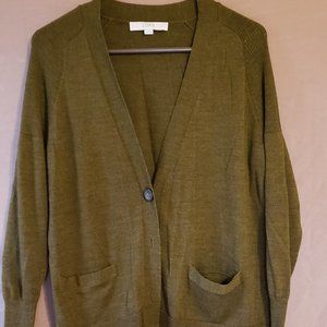 Olive Green V-neck Sweater, Size Extra Large, Loft